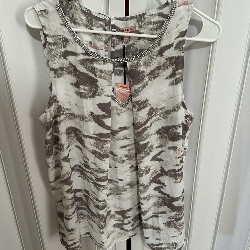 Chico's Women's Sleeveless Top - Gray and White